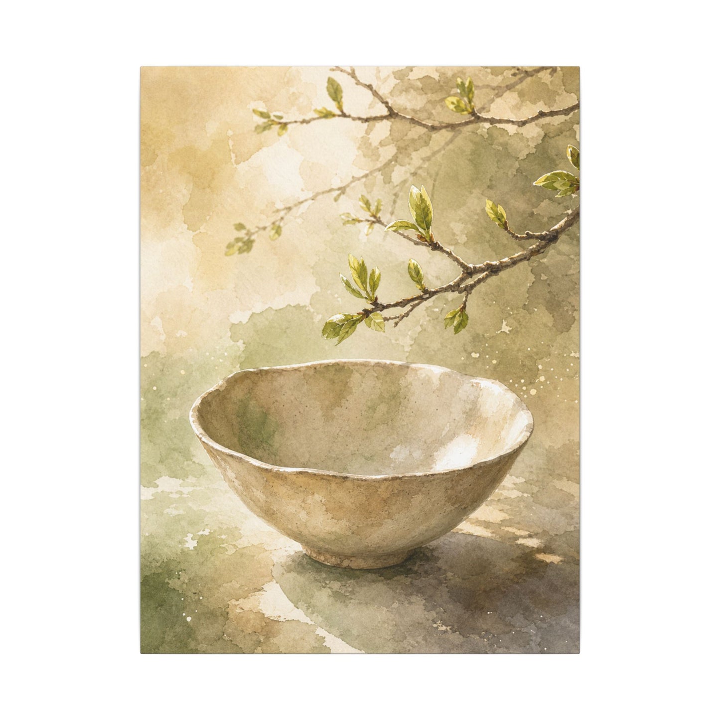 Warm Ceramic Bowl Canvas Art - Watercolor Japandi