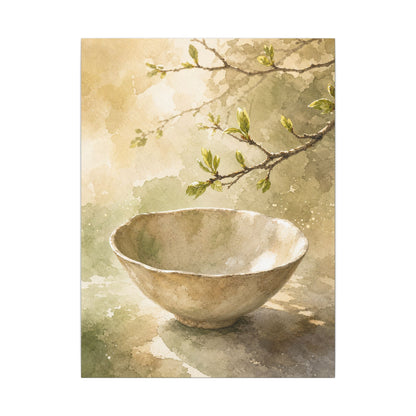 Warm Ceramic Bowl Canvas Art - Watercolor Japandi
