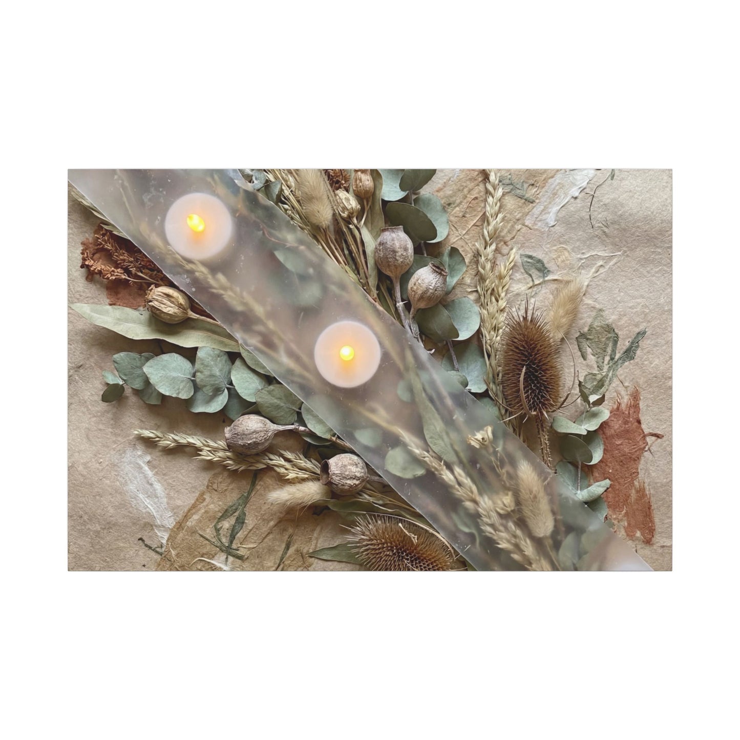 Candlelight Dried Flowers Canvas Art - Japandi Kanso Art Print