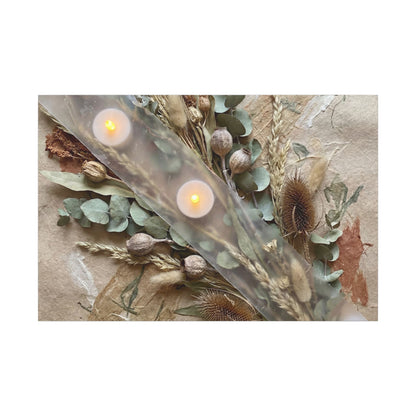 Candlelight Dried Flowers Canvas Art - Japandi Kanso Art Print