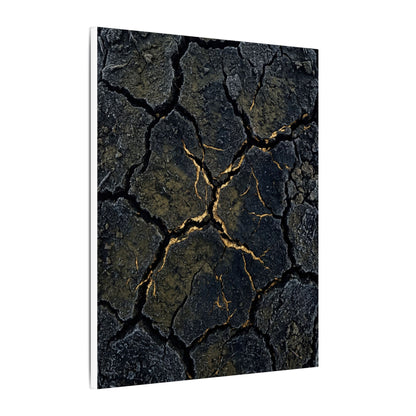 Overcast Cracked Earth Canvas Art - Dark Japandi Ma