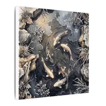 Koi Pond Canvas Art | Winter Japandi Japanese Pattern Art