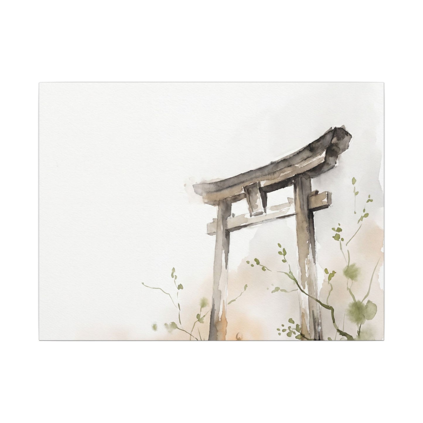 Fukinsei Torii Gate Canvas Art - Japandi Watercolor
