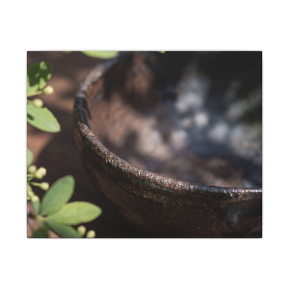 Ceramic Bowl Shadow Zen Canvas Art | Moody Dark Japandi Art