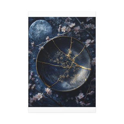 Cherry Blossom Winter Canvas Art | Kintsugi Philosophical Design