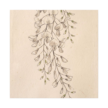 Japandi Wisteria in Golden Hour | Minimal Line Canvas Art