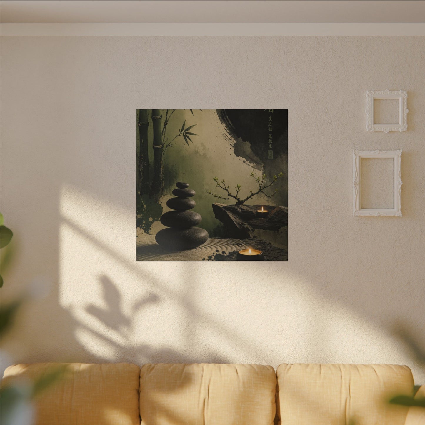River Stones Spring Canvas Art | Zen Contemplative Design