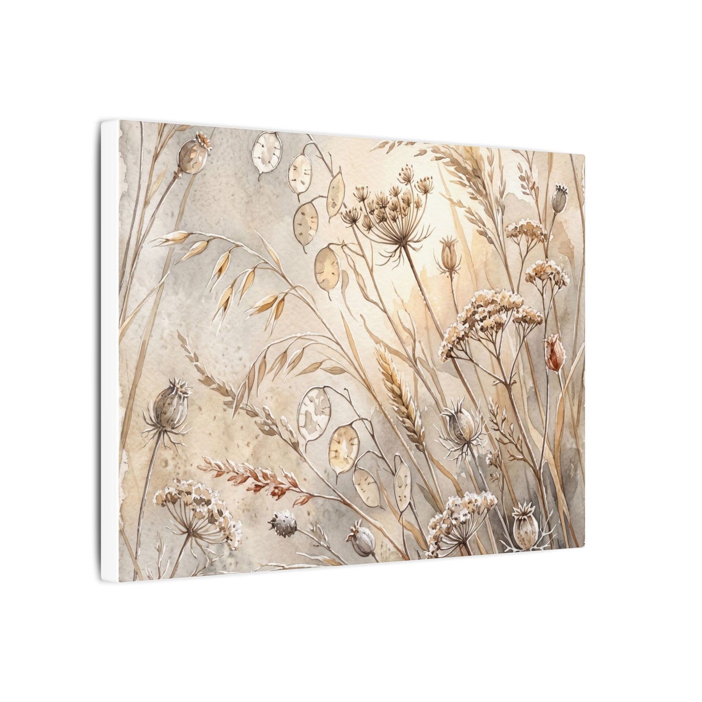 Winter Dried Flowers Watercolor Canvas Art | Warm Decor