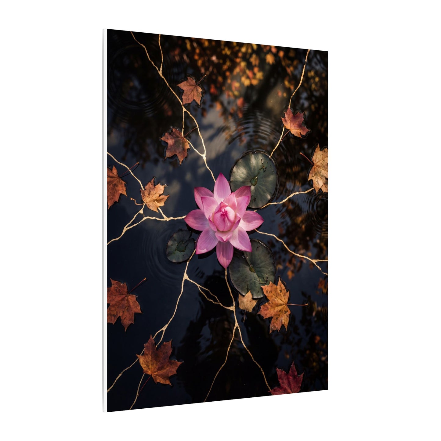 Ma Lotus Flower Canvas Art - Kintsugi Gold Vein