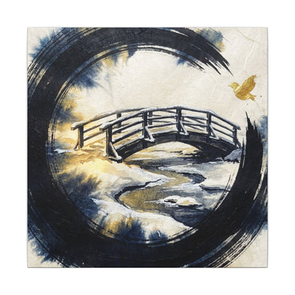 Autumn Ink Brushstroke Karesansui Canvas Art | Peaceful Decor