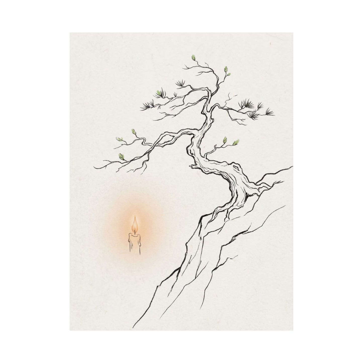 Spring Pine Tree Minimal Line Wall Art Print | Warm Decor