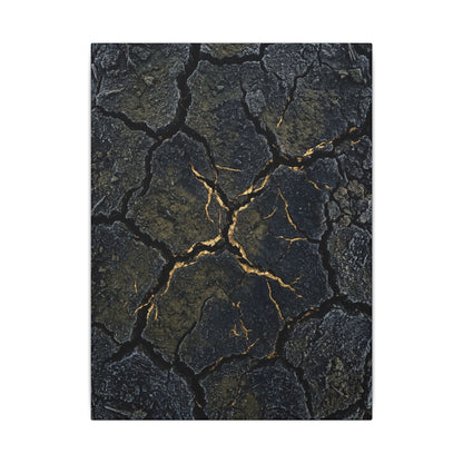 Overcast Cracked Earth Canvas Art - Dark Japandi Ma