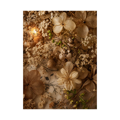 Candlelight Dried Flowers Wall Art Print - Japandi Fukinsei