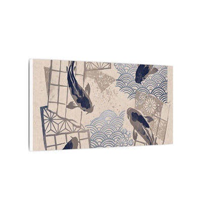 Earthy Koi Pond Canvas Art - Japanese Pattern Japandi