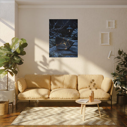 Moonlit Garden Winter Canvas Art | Kintsugi Artful Design
