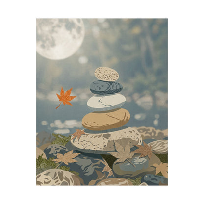 Earthy River Stones Wall Art Print - Japanese Pattern Japandi