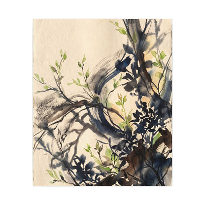 Ma Shadow Play Canvas Art - Dark Japandi Charcoal Ink