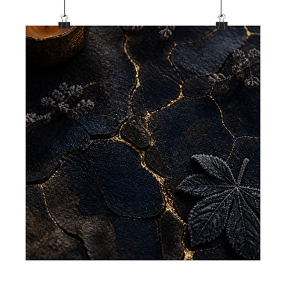 Luxurious Cracked Earth Wall Art Print - Moody Minimal Dark Japandi