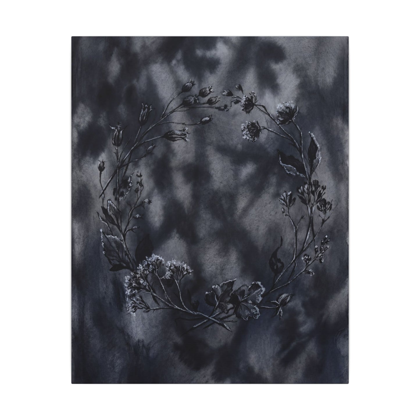 Dried Flowers Canvas Art | Winter Dark Japandi Shadow Zen Art