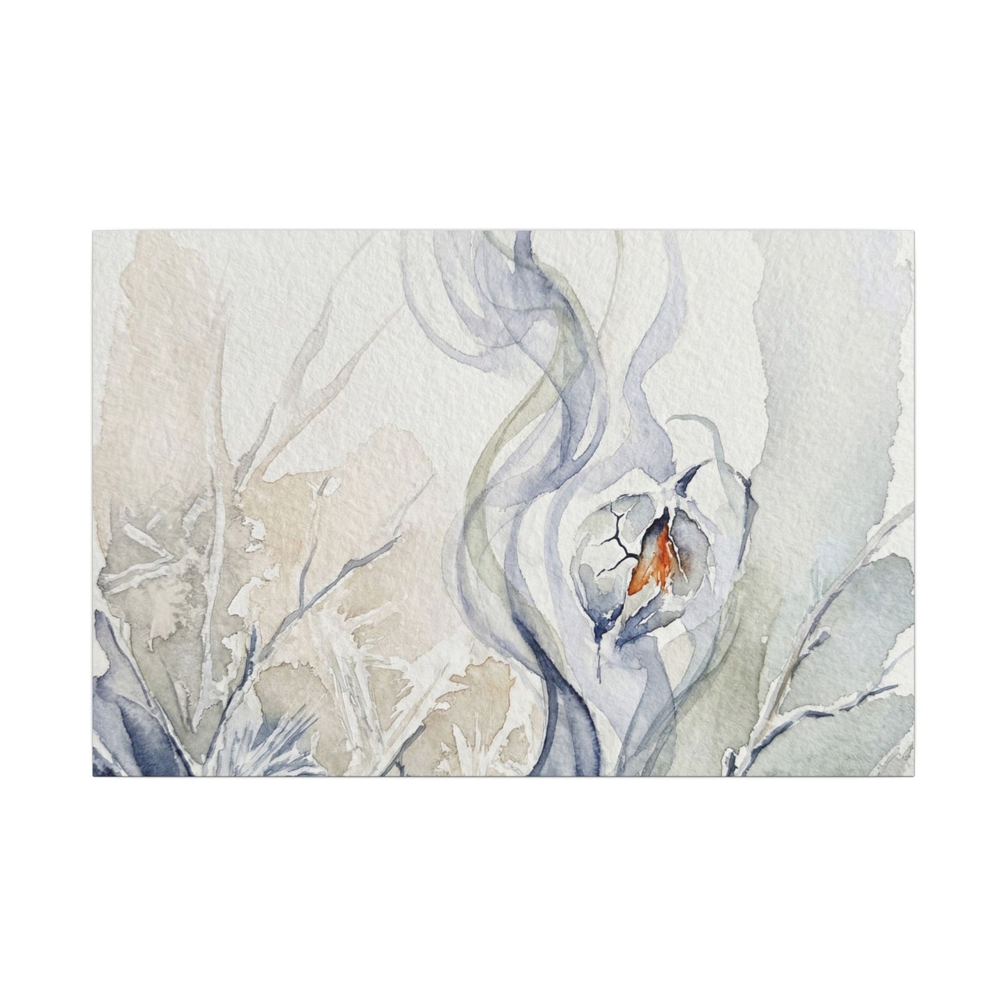 Earthy Incense Smoke Canvas Art - Watercolor Japandi Art Print