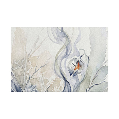 Earthy Incense Smoke Canvas Art - Watercolor Japandi Art Print