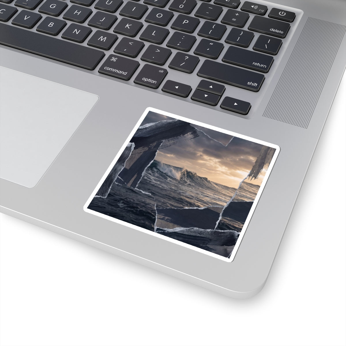 Winter Ocean Wave Shadow Zen Sticker | Moody Decor Art Print