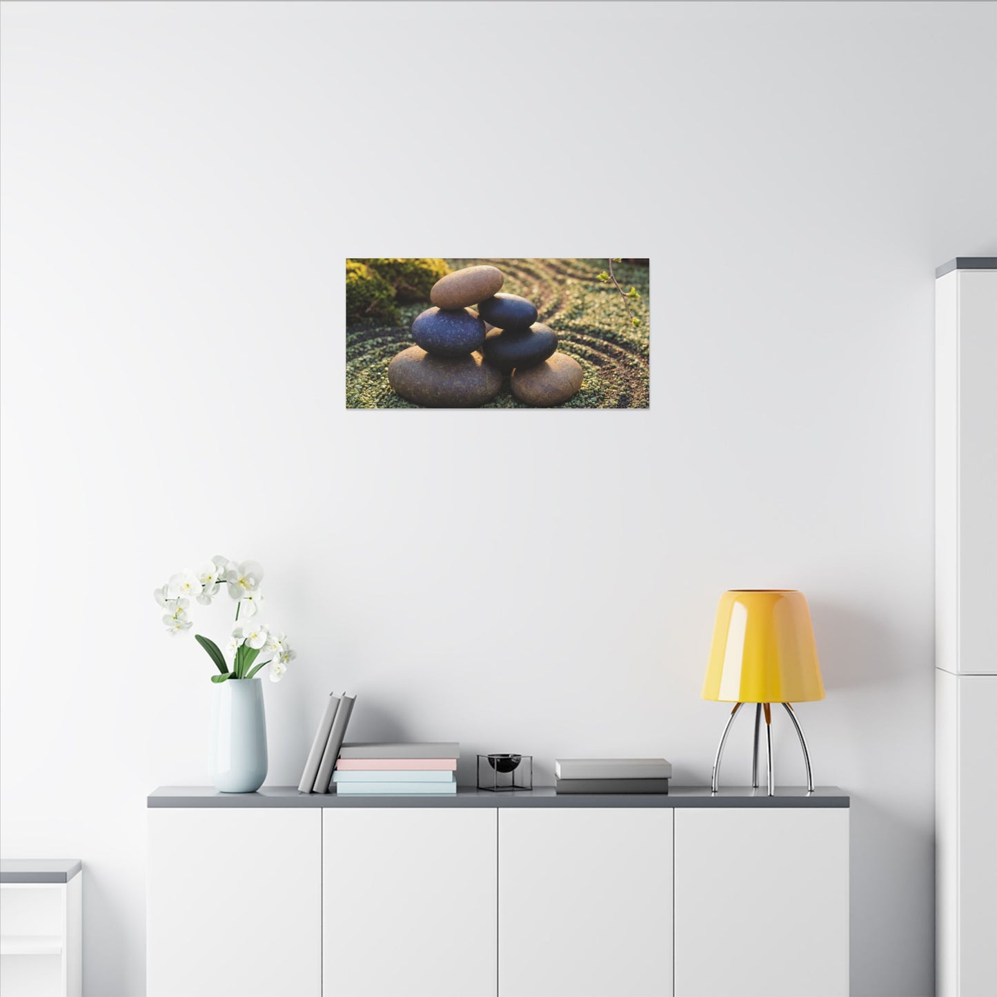 Zen River Stones in Golden Hour | Karesansui Canvas Art