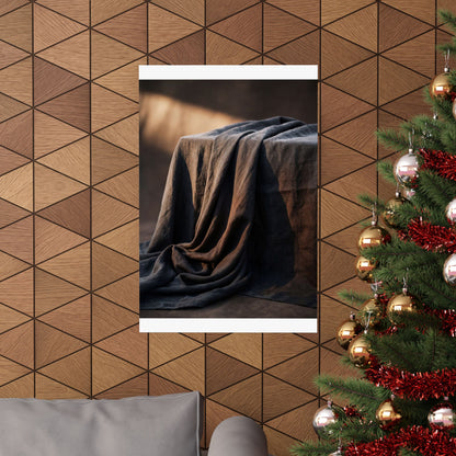 Dark Japandi Silk Drape in Golden Hour | Shadow Zen Wall Art Print