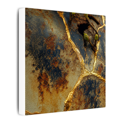 Datsuzoku Rust Patina Canvas Art - Kintsugi Crackle Gold
