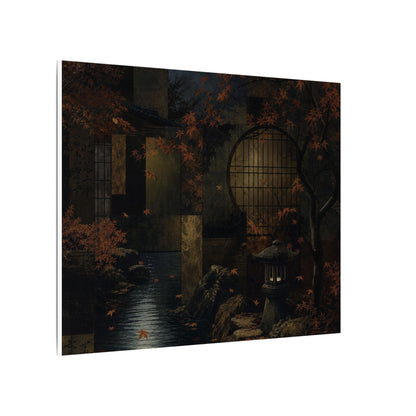 Moonlight Moonlit Garden Canvas Art - Dark Japandi Shibui