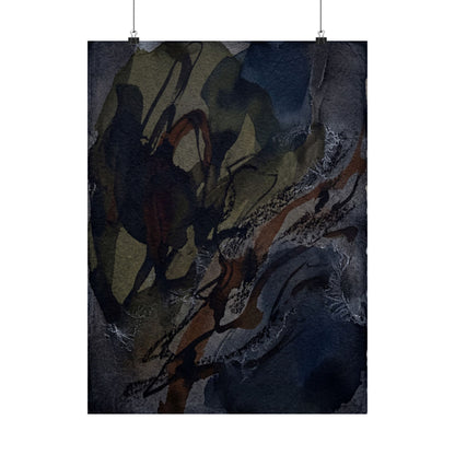Dark Japandi Shadow Play in Overcast | Charcoal Ink Wall Art Print Art Print