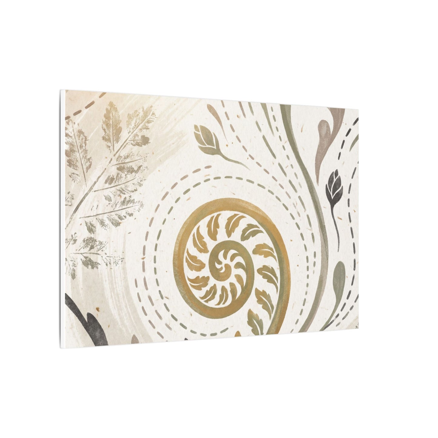 Japandi Fern Unfurling in Golden Hour | Japanese Pattern Canvas Art
