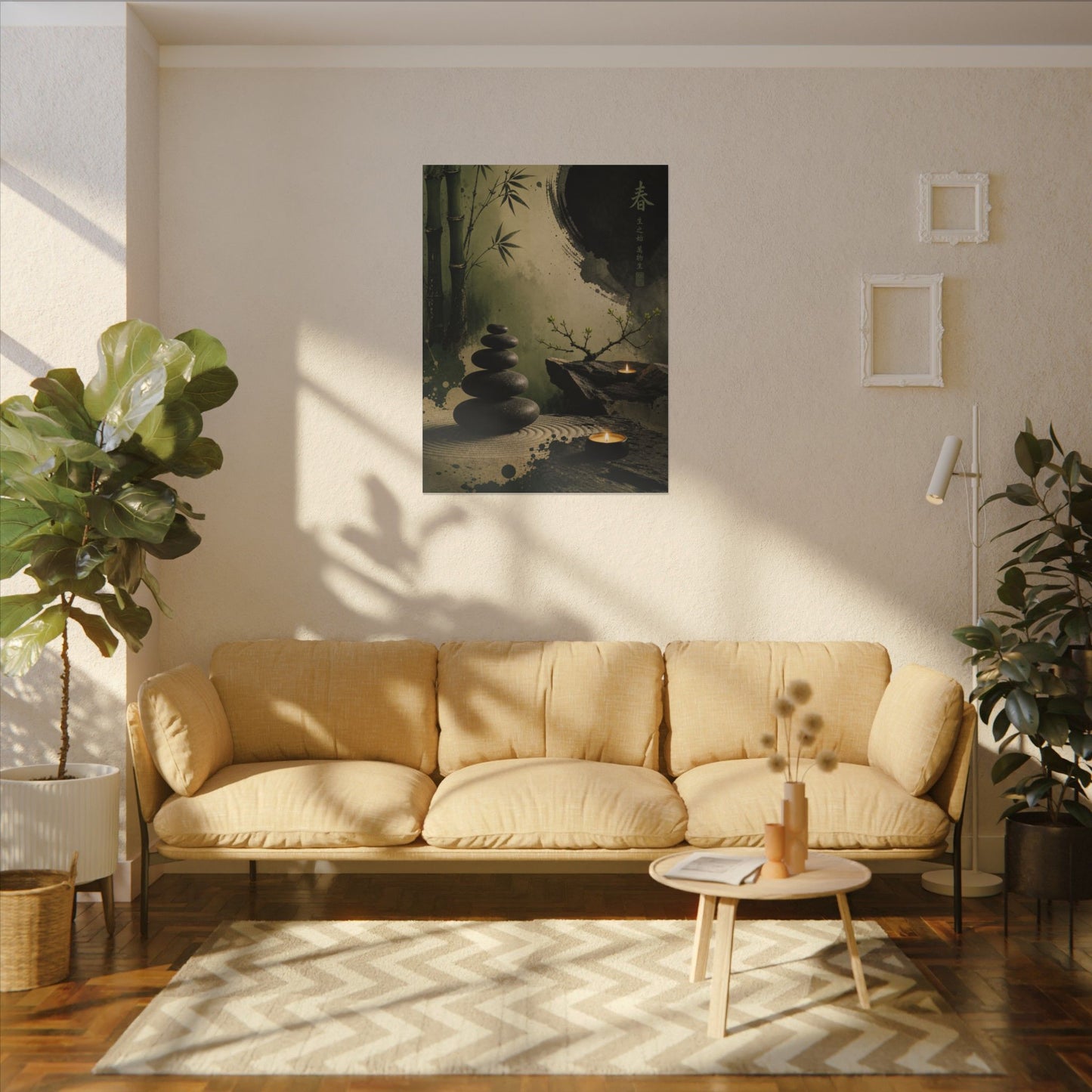 River Stones Spring Canvas Art | Zen Contemplative Design