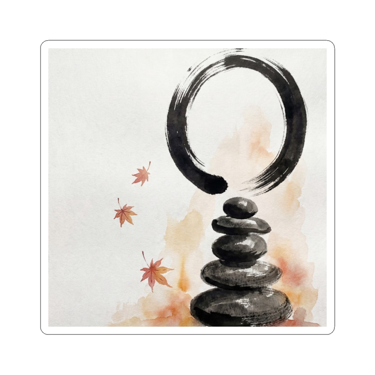 River Stones Sticker | Autumn Zen Enso Art Art Print