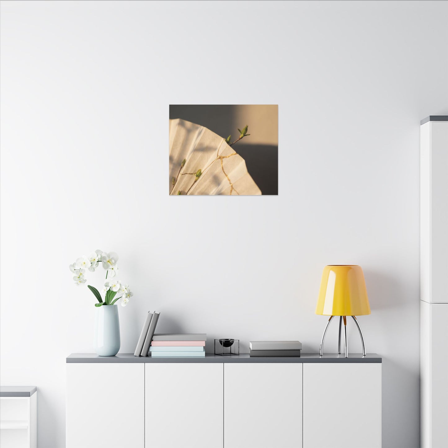 Paper Fold Gold Vein Canvas Art | Healing Kintsugi Art