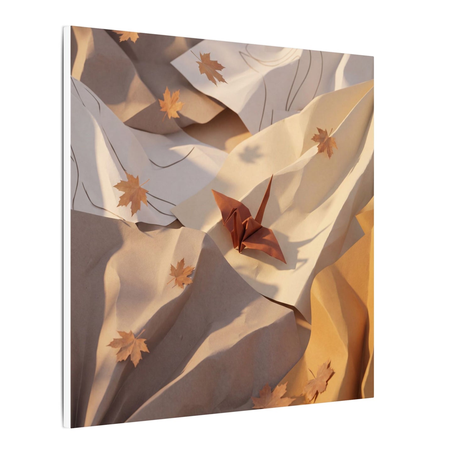 Autumn Paper Fold Minimal Line Canvas Art | Cozy Decor