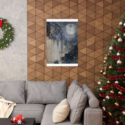 Moonlight Wisteria Wall Art Print - Japandi Seijaku