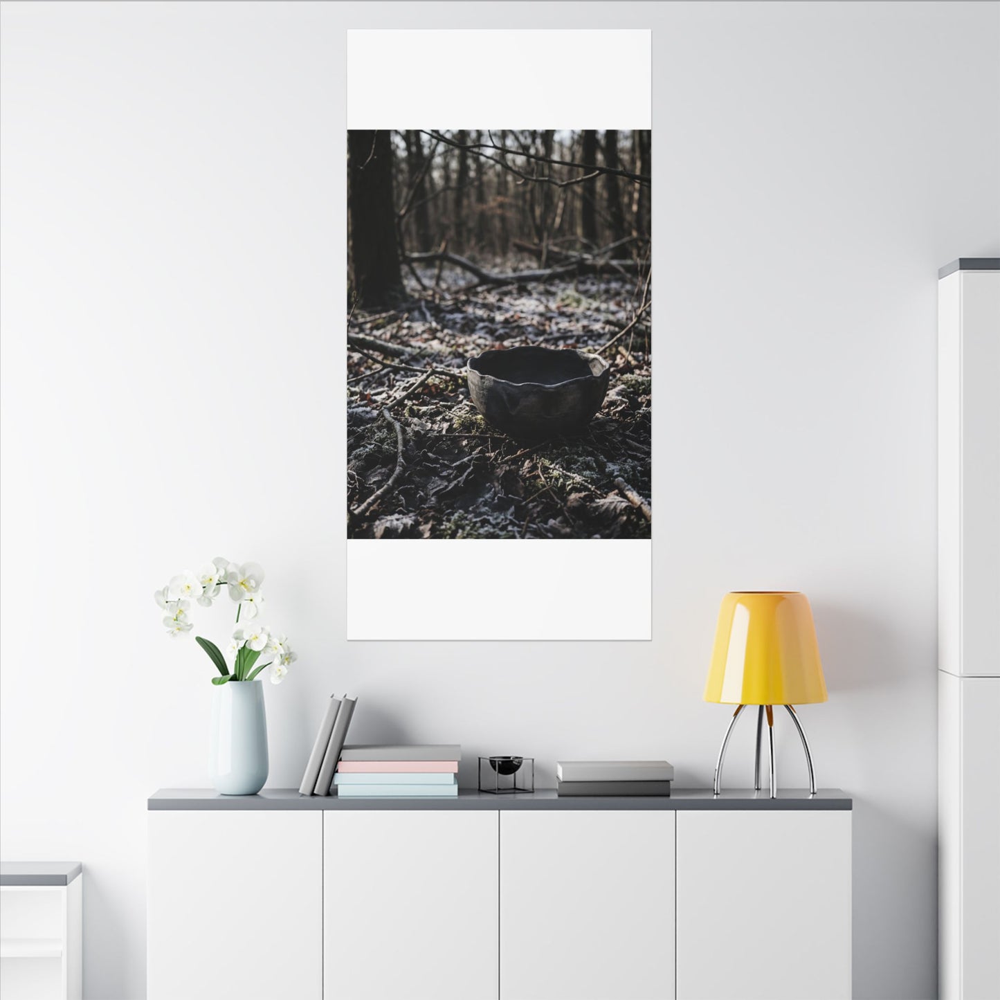 Dappled Ceramic Bowl Canvas Art - Dark Japandi Kanso