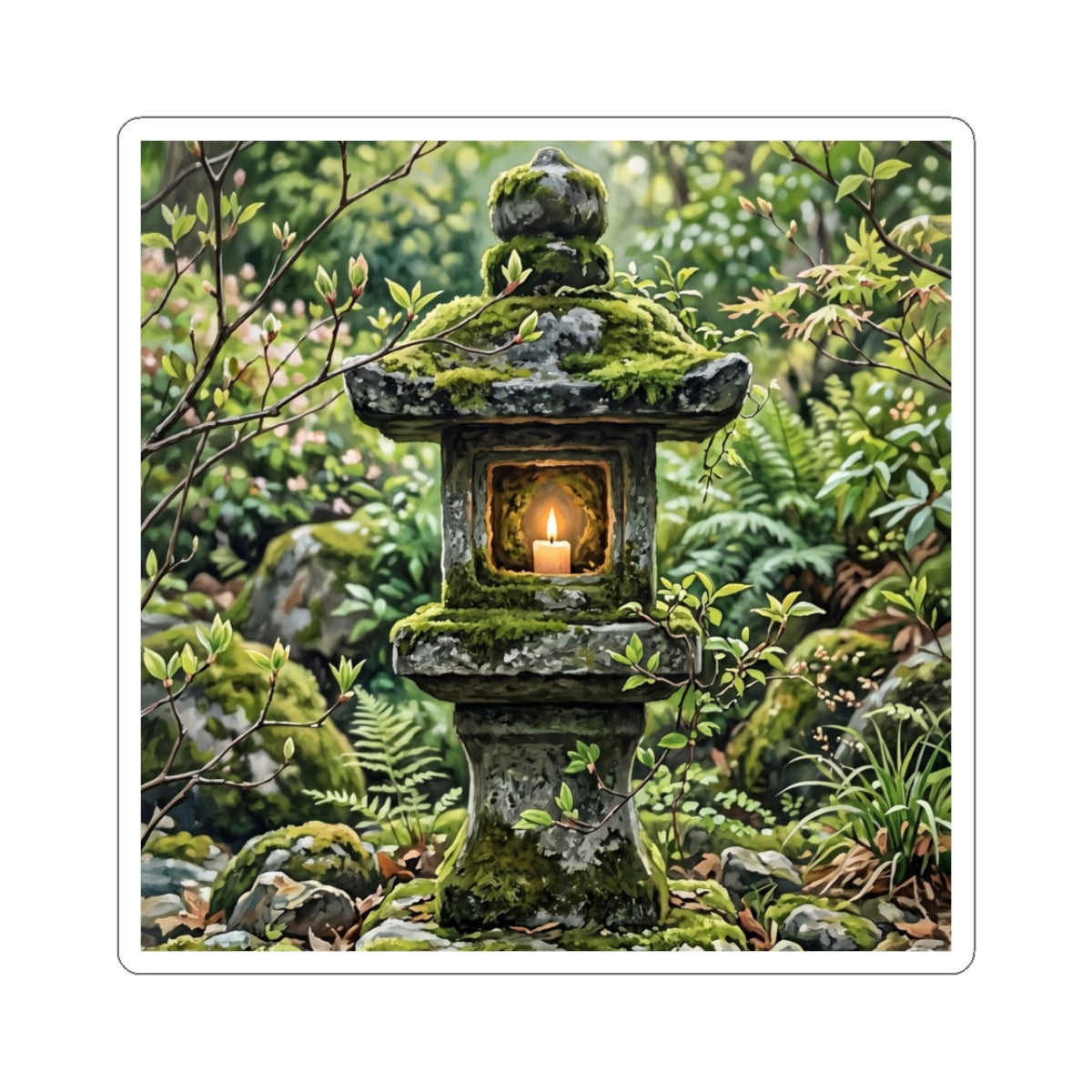 Spring Stone Lantern Japanese Pattern Sticker | Elegant Decor