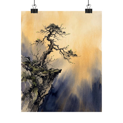 Pine Tree Wall Art Print | Spring Zen Sumi E Art Art Print
