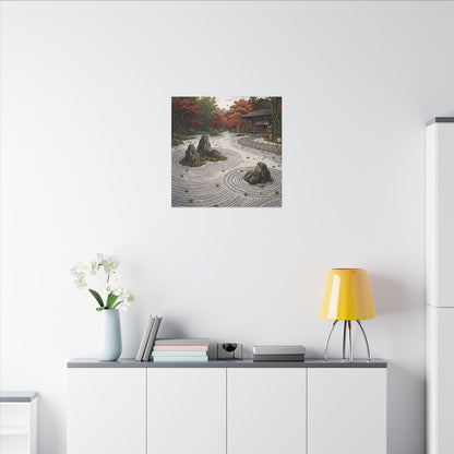 Autumn Rock Garden Ukiyo E Inspired Canvas Art | Peaceful Decor