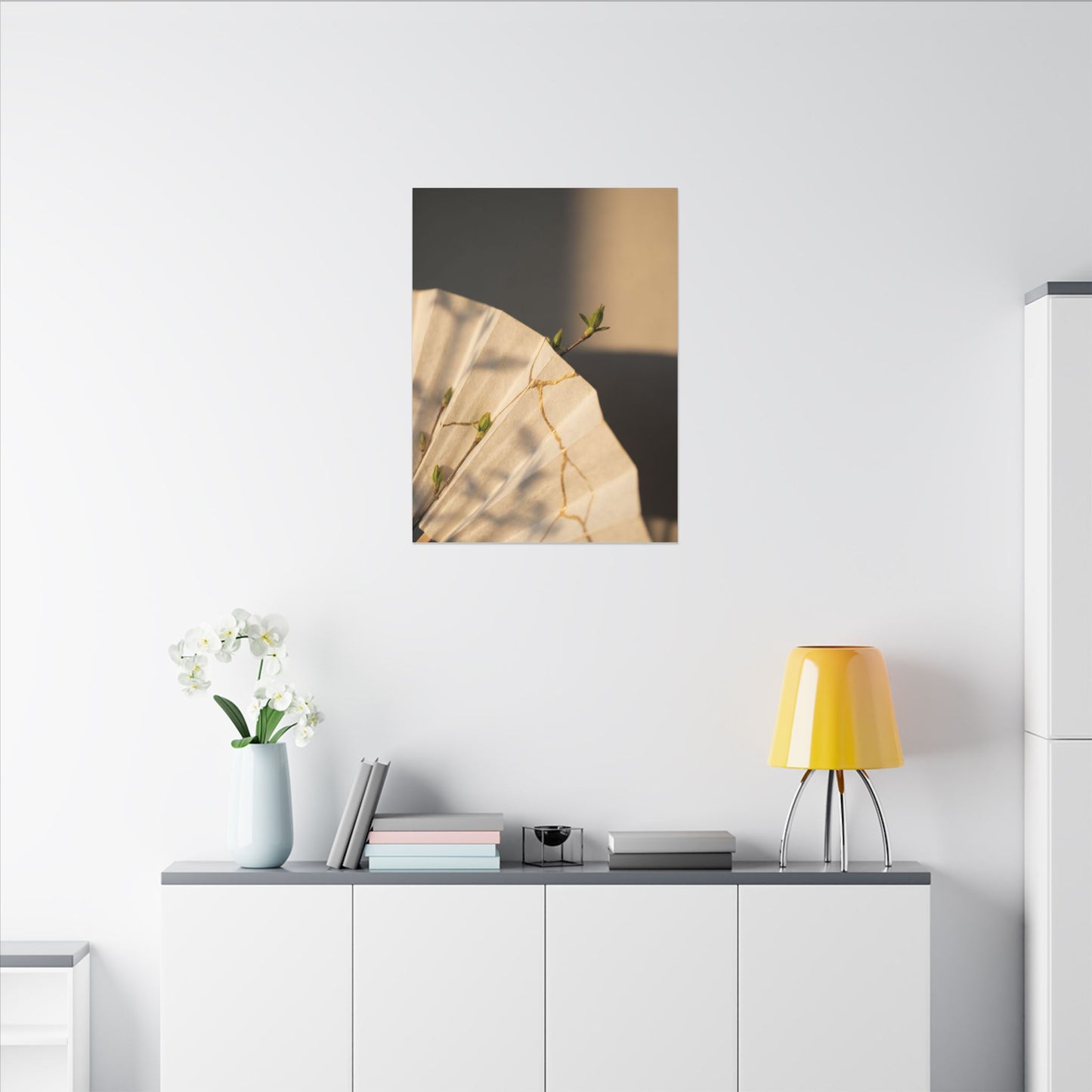 Paper Fold Gold Vein Canvas Art | Healing Kintsugi Art