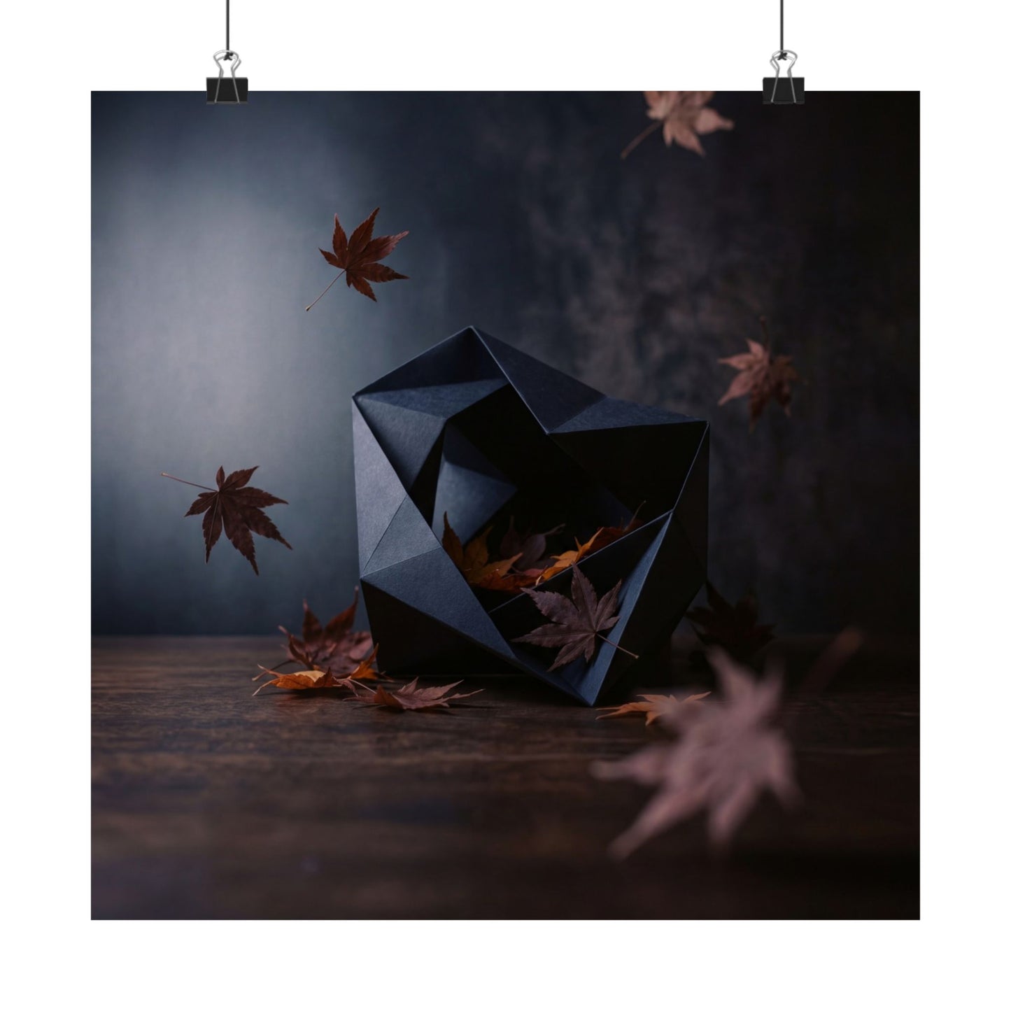 Paper Fold Shadow Zen Wall Art Print | Atmospheric Dark Japandi Art