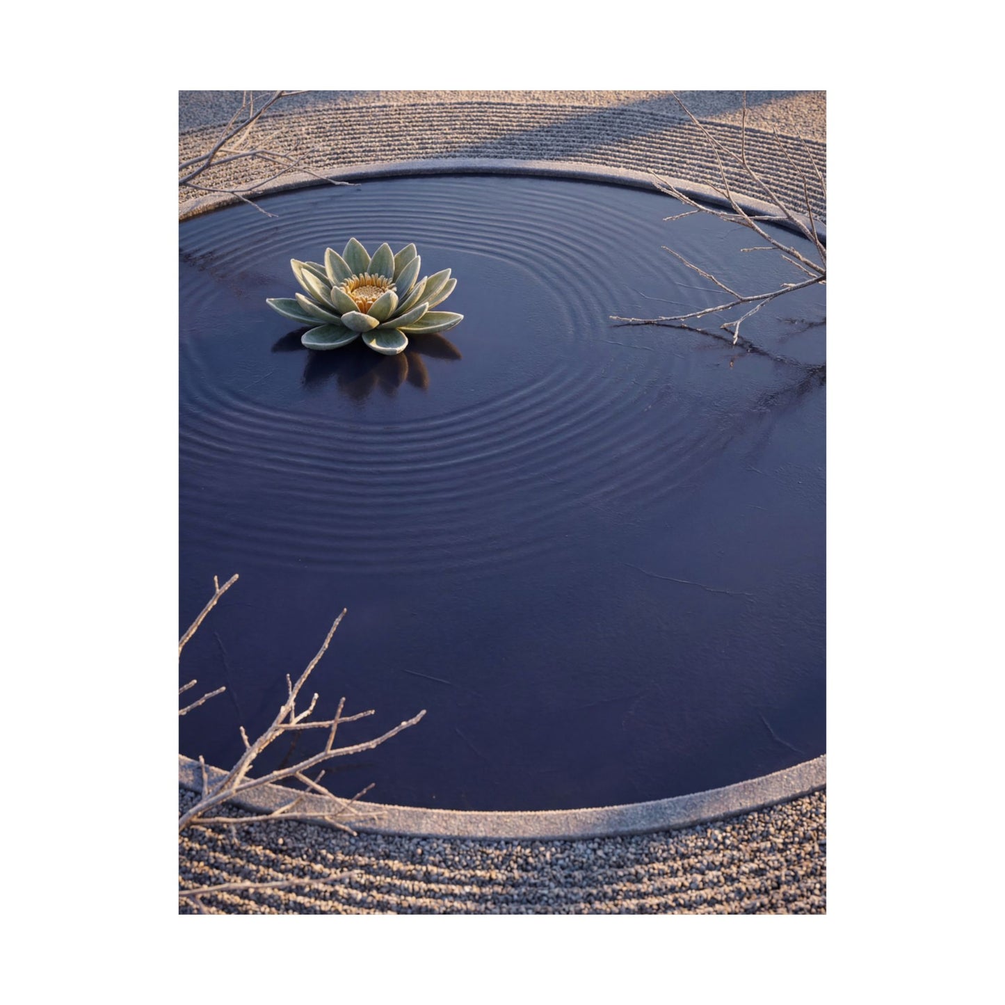 Lotus Flower Karesansui Wall Art Print | Tranquil Zen Art