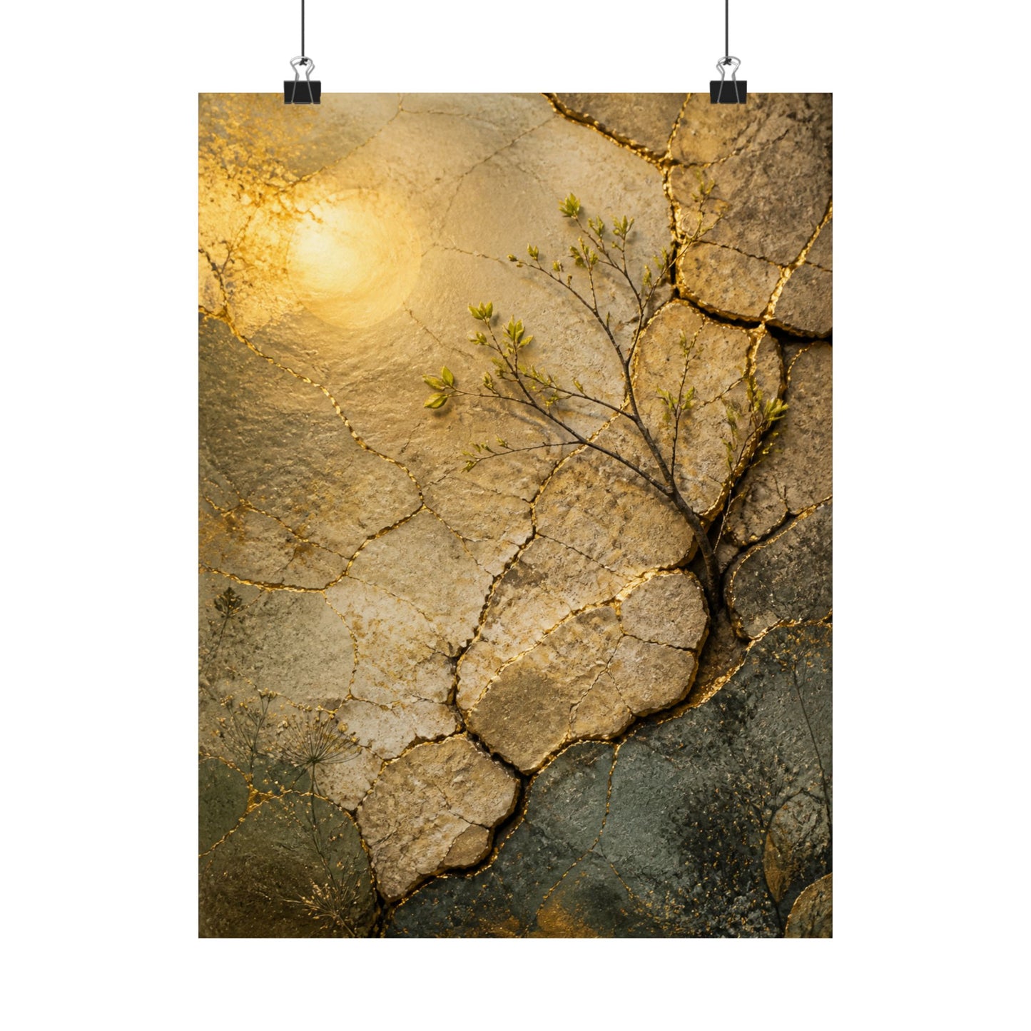 Cracked Earth Texture Wall Art Print | Earthy Japandi Art