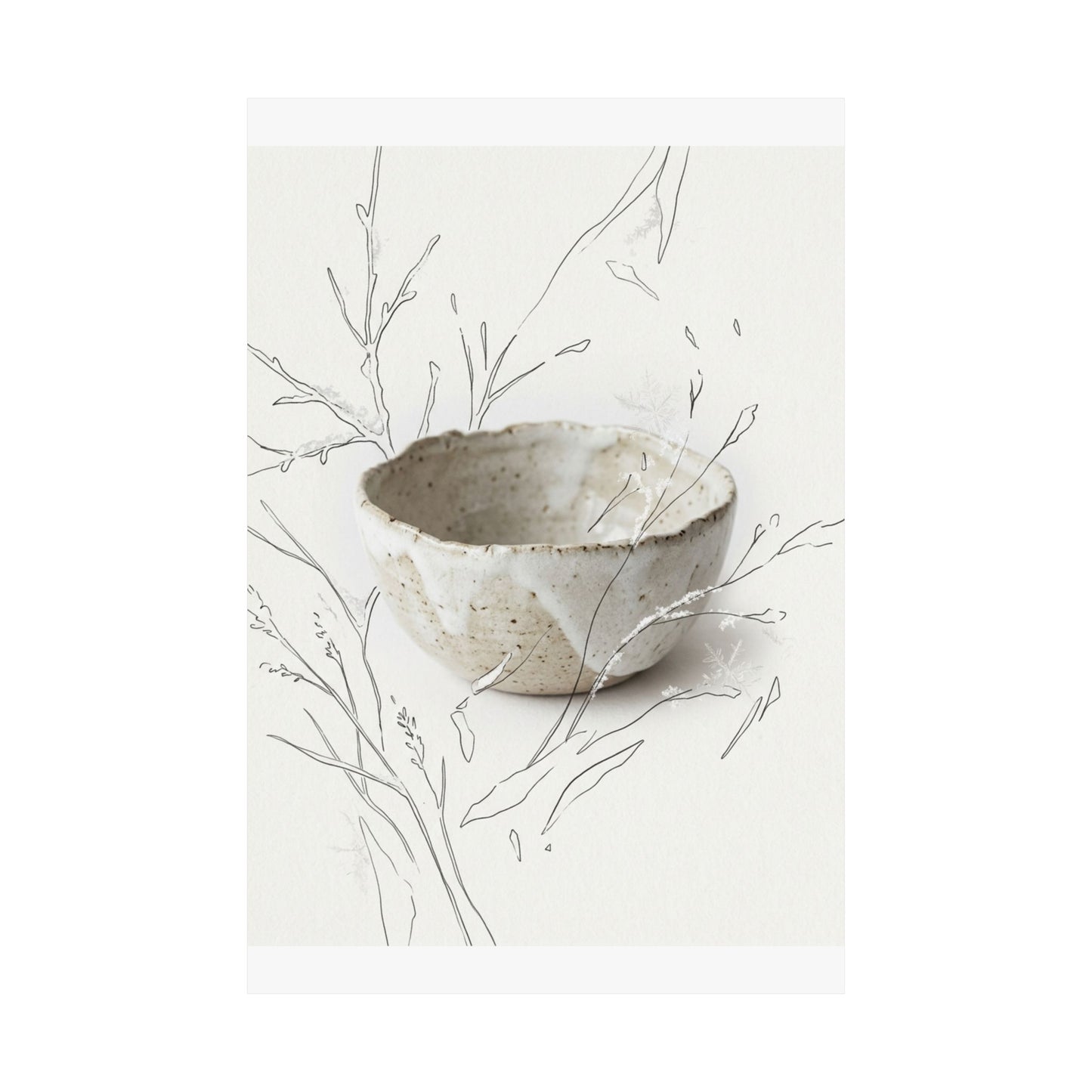 Japandi Ceramic Bowl in Overcast | Minimal Line Wall Art Print