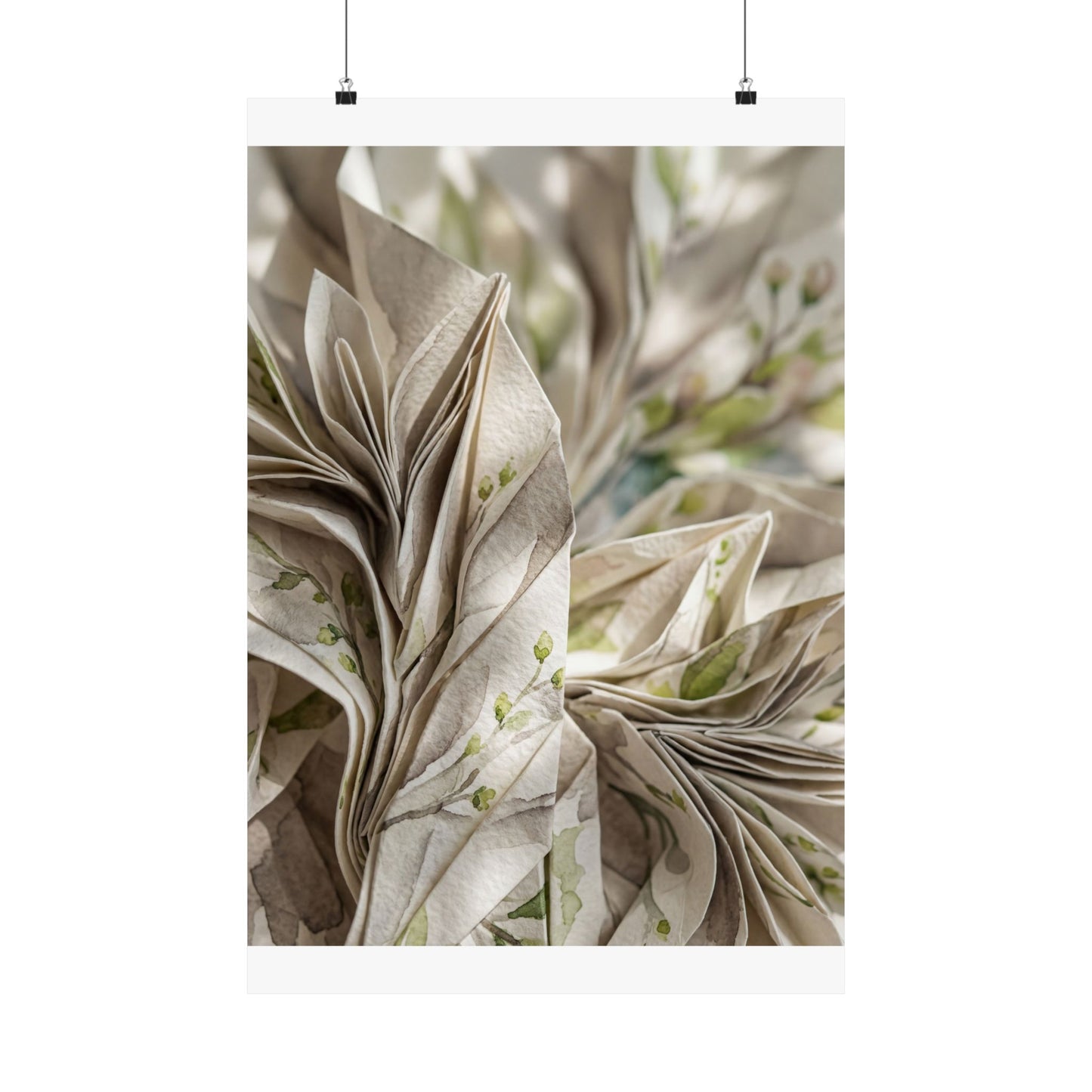 Spring Paper Fold Watercolor Wall Art Print | Neutral Decor Art Print