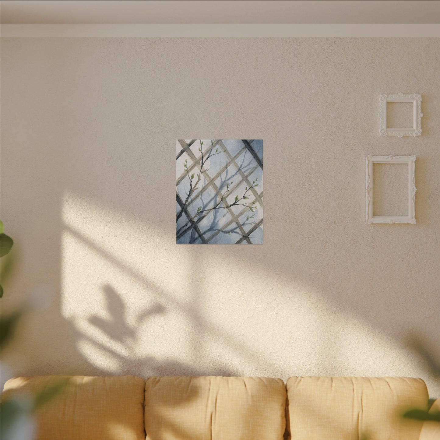 Shoji Screen Canvas Art | Spring Japandi Watercolor Art