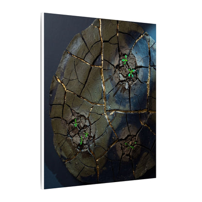 Dark Japandi Cracked Earth in Moonlight | Moody Minimal Canvas Art
