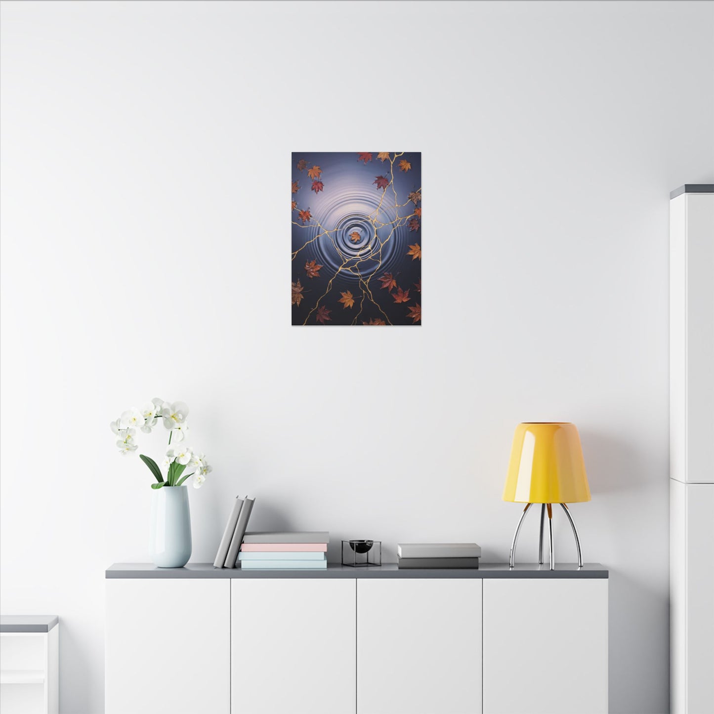 Kintsugi Water Ripple in Dawn | Gold Vein Canvas Art